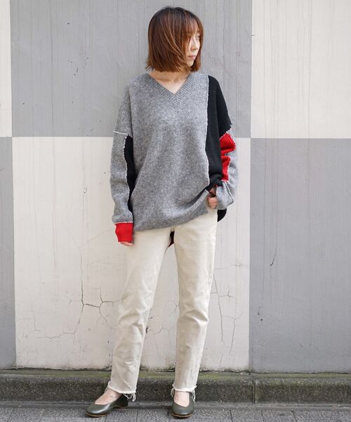 EN'DAY（エンディ）の「EN'DAY(エンディ) カラーブロックステッチニット（ニット/セーター・レディース・ベージュ/グレー・FREE）」の14枚目の写真