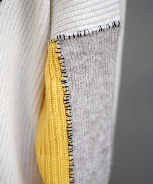 EN'DAY（エンディ）の「EN'DAY(エンディ) カラーブロックステッチニット（ニット/セーター・レディース・ベージュ/グレー・FREE）」の7枚目の写真