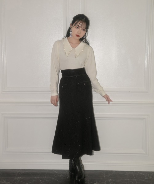 ANDGEEBEE（アンジービー）の「ツィードマーメイドロングスカート（スカート・レディース・アイボリー/ブラック・MEDIUM）」の14枚目の写真