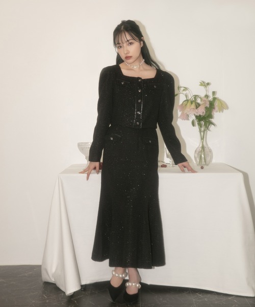 ANDGEEBEE（アンジービー）の「ツィードマーメイドロングスカート（スカート・レディース・アイボリー/ブラック・MEDIUM）」の10枚目の写真