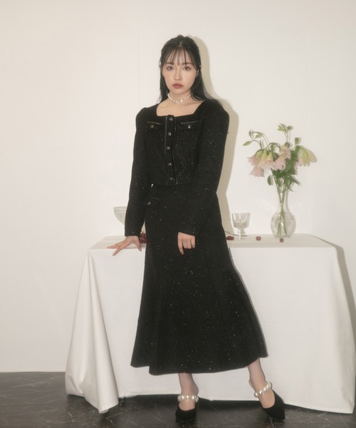 ANDGEEBEE（アンジービー）の「ツィードマーメイドロングスカート（スカート・レディース・アイボリー/ブラック・MEDIUM）」の3枚目の写真