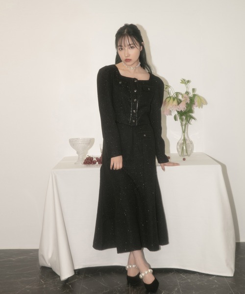 ANDGEEBEE（アンジービー）の「ツィードマーメイドロングスカート（スカート・レディース・アイボリー/ブラック・MEDIUM）」の7枚目の写真