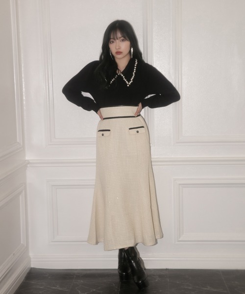 ANDGEEBEE（アンジービー）の「ツィードマーメイドロングスカート（スカート・レディース・アイボリー/ブラック・MEDIUM）」の21枚目の写真