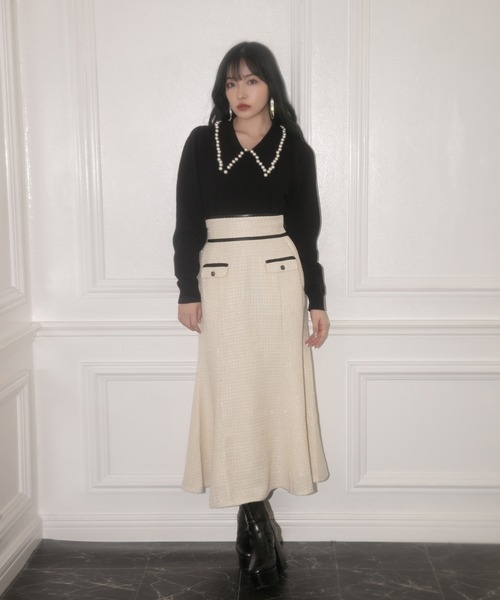 ANDGEEBEE（アンジービー）の「ツィードマーメイドロングスカート（スカート・レディース・アイボリー/ブラック・MEDIUM）」の11枚目の写真