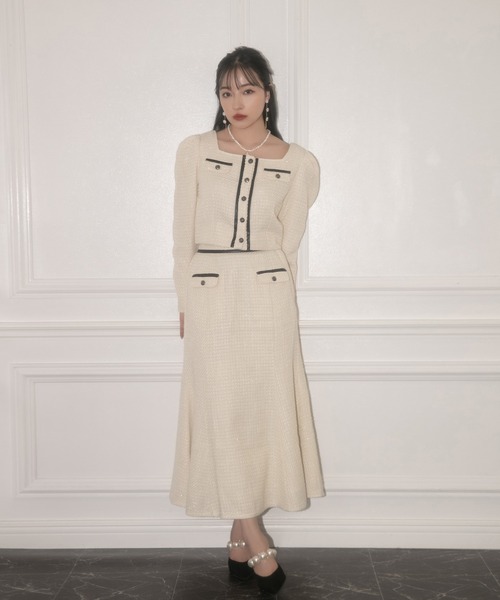 ANDGEEBEE（アンジービー）の「ツィードマーメイドロングスカート（スカート・レディース・アイボリー/ブラック・MEDIUM）」の4枚目の写真