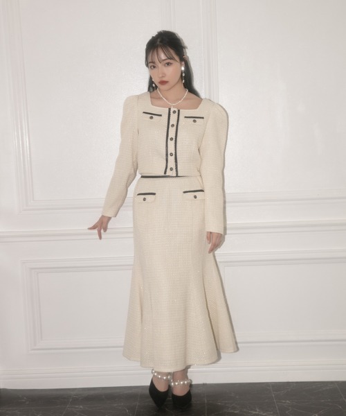 ANDGEEBEE（アンジービー）の「ツィードマーメイドロングスカート（スカート・レディース・アイボリー/ブラック・MEDIUM）」の8枚目の写真