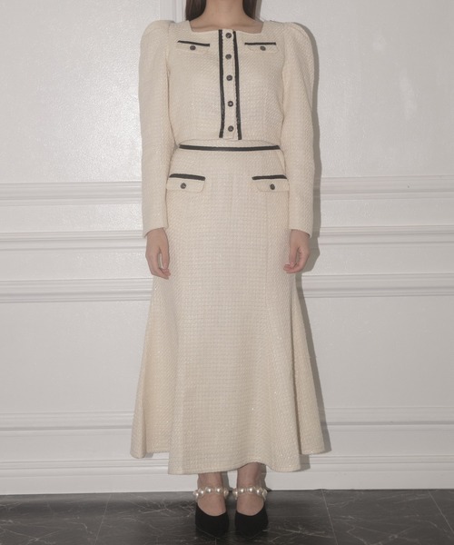 ANDGEEBEE（アンジービー）の「ツィードマーメイドロングスカート（スカート・レディース・アイボリー/ブラック・MEDIUM）」の9枚目の写真