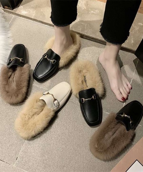 SUGAR BISKET（シュガービスケット）の「ファーバブーシュ（パンプス・レディース・ブラック/オフホワイト/カーキブラウン・40/38/39/35/36/37）」の6枚目の写真