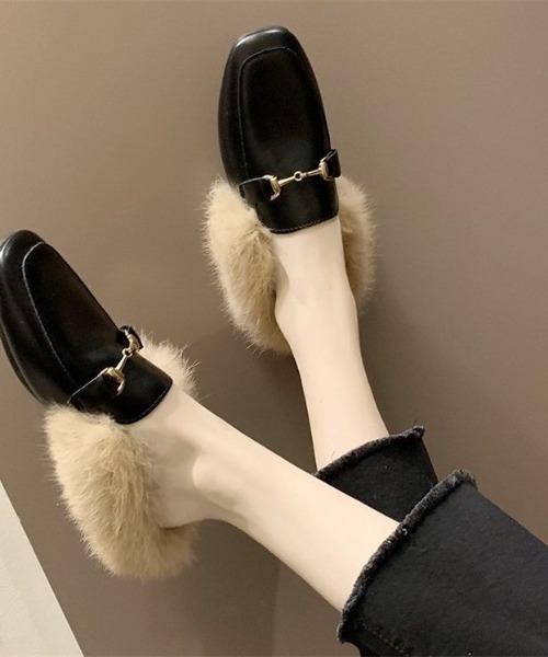 SUGAR BISKET（シュガービスケット）の「ファーバブーシュ（パンプス・レディース・ブラック/オフホワイト/カーキブラウン・40/38/39/35/36/37）」の15枚目の写真