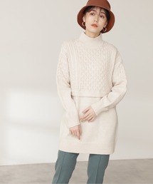 N.（N. Natural Beauty Basic） | ウール混ケーブルレイヤード風ニットミニワンピース(ワンピース)