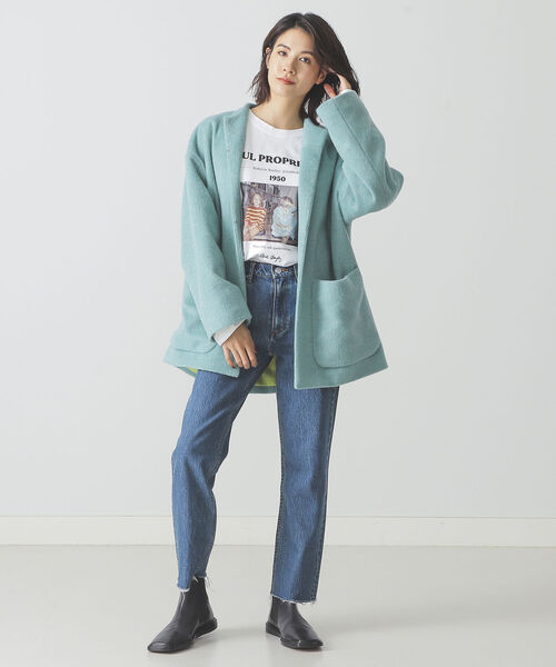 BEAMS LIGHTS / PONTETORTO シャギー ノーカラーコート