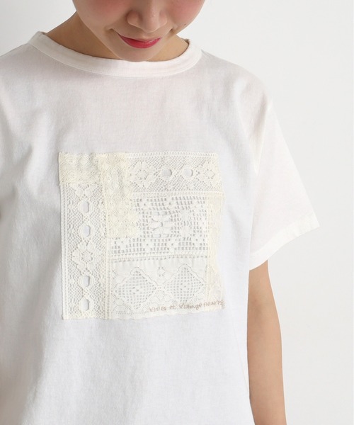 chambre de charme（シャンブルドゥシャーム）の「cdc USAコットン　刺繍とレースTee（Tシャツ/カットソー・レディース・ブラック/アイボリー・FREE）」の10枚目の写真