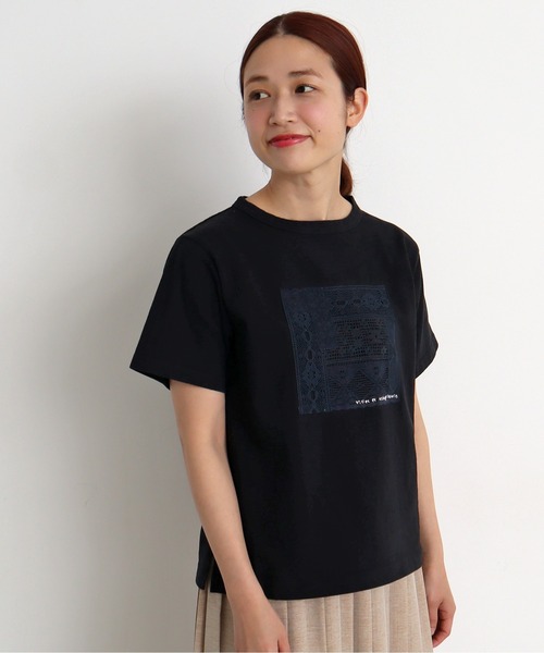chambre de charme（シャンブルドゥシャーム）の「cdc USAコットン　刺繍とレースTee（Tシャツ/カットソー・レディース・ブラック/アイボリー・FREE）」の17枚目の写真