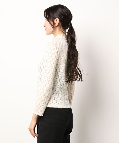 ehka sopo(エヘカソポ)の「総レースハイネック長袖カットソー(Tシャツ/カットソー・レディース・ベージュ/キナリ/オフホワイト/ブラック・フリ-)」の8枚目の写真