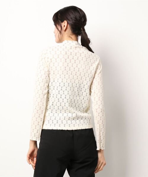 ehka sopo(エヘカソポ)の「総レースハイネック長袖カットソー(Tシャツ/カットソー・レディース・ベージュ/キナリ/オフホワイト/ブラック・フリ-)」の7枚目の写真