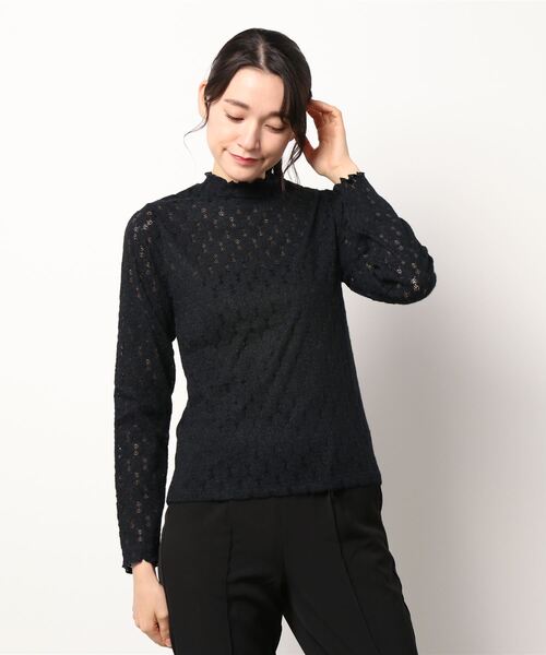 ehka sopo(エヘカソポ)の「総レースハイネック長袖カットソー(Tシャツ/カットソー・レディース・ベージュ/キナリ/オフホワイト/ブラック・フリ-)」の10枚目の写真