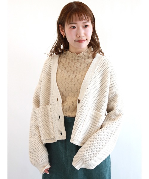 ehka sopo(エヘカソポ)の「総レースハイネック長袖カットソー(Tシャツ/カットソー・レディース・ベージュ/キナリ/オフホワイト/ブラック・フリ-)」の15枚目の写真