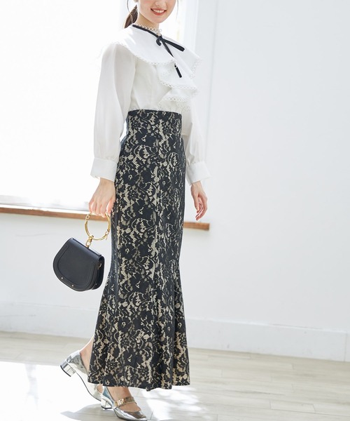 tocco closet(トッコ クローゼット)の「フラワーレースマーメイドスカート(スカート・レディース・ブルー/ブラック・M)」の18枚目の写真