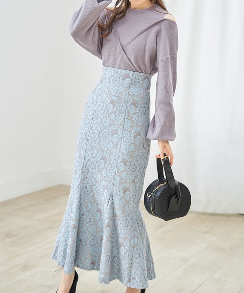 tocco closet(トッコ クローゼット)の「フラワーレースマーメイドスカート(スカート・レディース・ブルー/ブラック・M)」の14枚目の写真