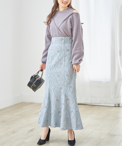 tocco closet(トッコ クローゼット)の「フラワーレースマーメイドスカート(スカート・レディース・ブルー/ブラック・M)」の10枚目の写真