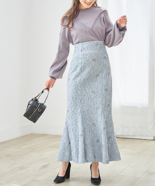 tocco closet(トッコ クローゼット)の「フラワーレースマーメイドスカート(スカート・レディース・ブルー/ブラック・M)」の19枚目の写真