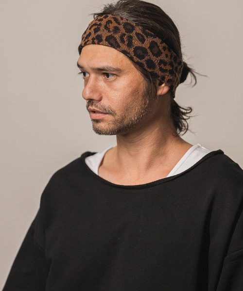 CAMBIO(カンビオ)の「mko10276-Leopard Jacquard Hair Band ヘアバンド(その他ヘアアクセサリー・メンズ・ベージュ/チャコール・FREE)」の4枚目の写真
