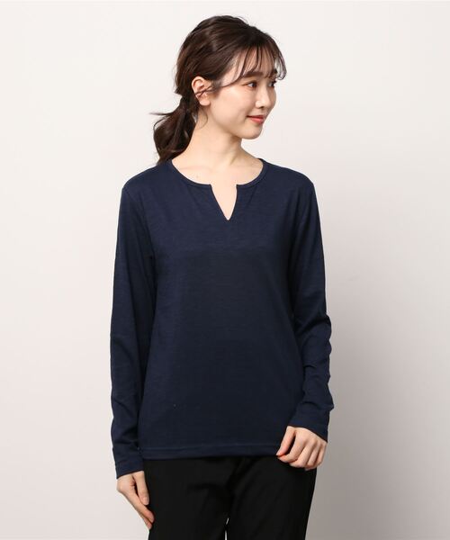 INNOCENT(イノセント)の「『RDS』キーネックスラブ天竺カットソー(Tシャツ/カットソー・レディース・ホワイト/ブラック/ネイビー/グレー/カーキ/ライトピンク・MEDIUM/X-LARGE/LARGE)」の12枚目の写真