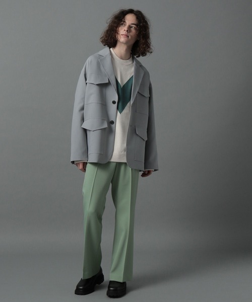 HARE（ハレ）の「Vラインキリカエニット（ニット/セーター・メンズ・オフホワイト/ネイビー・SMALL/MEDIUM）」の4枚目の写真