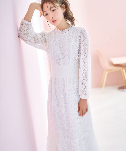 WILLSELECTION（ウィルセレクション）の「プチハイネックレースワンピース（ワンピース・レディース・オフホワイト/ピンク/ブラック/ブルー・MEDIUM）」の6枚目の写真