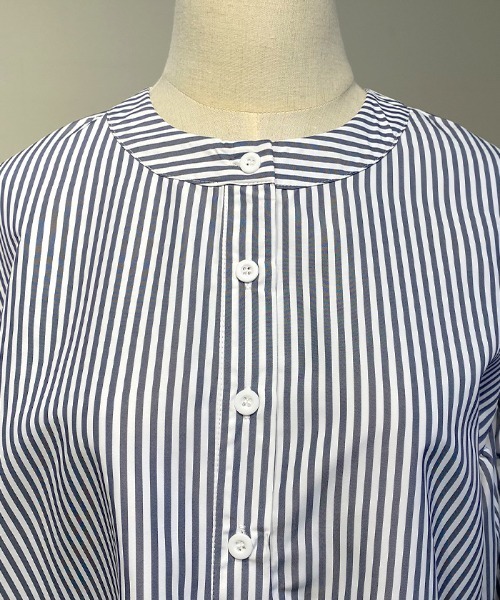 Futier land（フューティアランド）の「ストライプバルーンスリーブバンドカラーシャツブラウス（シャツ/ブラウス・レディース・ブラック/ブルー/ピンク/ライトパープル/グリーン/ブルー系その他/グレー/イエロー・FREE）」の13枚目の写真