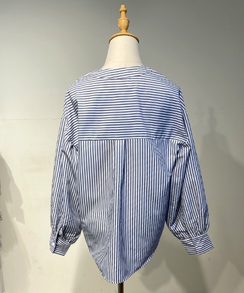 Futier land（フューティアランド）の「ストライプバルーンスリーブバンドカラーシャツブラウス（シャツ/ブラウス・レディース・ブラック/ブルー/ピンク/ライトパープル/グリーン/ブルー系その他/グレー/イエロー・FREE）」の15枚目の写真