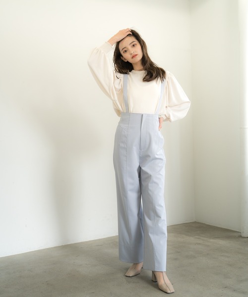LADYMADE（レディメイド）の「ハイウエストサス付ワイドパンツ（スラックス・レディース・ライトブルー/ベージュ/アイボリー・FREE）」の14枚目の写真