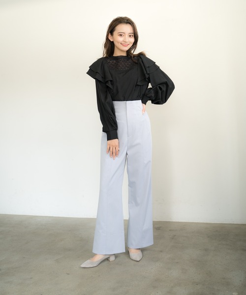 LADYMADE（レディメイド）の「ハイウエストサス付ワイドパンツ（スラックス・レディース・ライトブルー/ベージュ/アイボリー・FREE）」の13枚目の写真