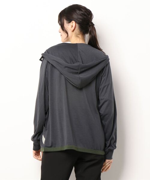 KRIFF MAYER Lady's Collection(クリフメイヤーレディースコレクション)の「UVカットさらボタンパーカー(パーカー・レディース・オフホワイト/カーキ/サックスブルー/イエロー/カラフル/チャコール・MEDIUM/LARGE)」の8枚目の写真