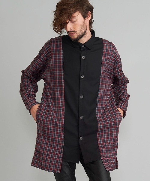NO ID.(ノーアイディ)の「ms4977- スイッチングBIG-SH シャツ(シャツ/ブラウス・メンズ・グリーン/ブルー/レッド・ONE SIZE)」の3枚目の写真