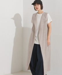 OMNES | ストレッチ杢ノーカラーロングジレ(ベスト)