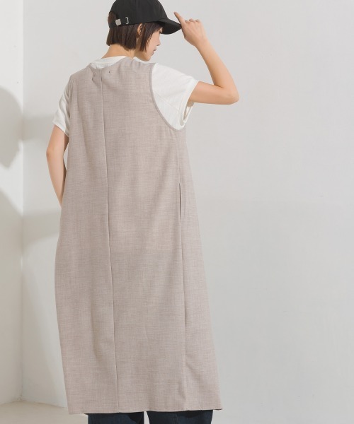 OMNES（オムネス）の「ストレッチ杢ノーカラーロングジレ（ベスト・レディース・ベージュ/グレー・FREE）」の14枚目の写真