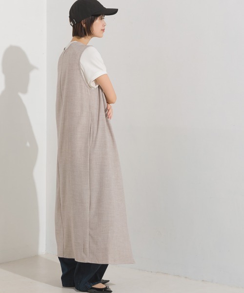 OMNES（オムネス）の「ストレッチ杢ノーカラーロングジレ（ベスト・レディース・ベージュ/グレー・FREE）」の15枚目の写真