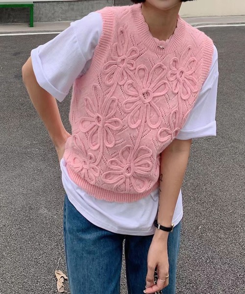 me+em select（ミームセレクト）の「【セットアイテム】花柄ニット