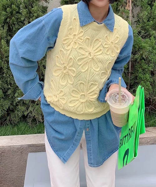 me+em select（ミームセレクト）の「【セットアイテム】花柄ニット