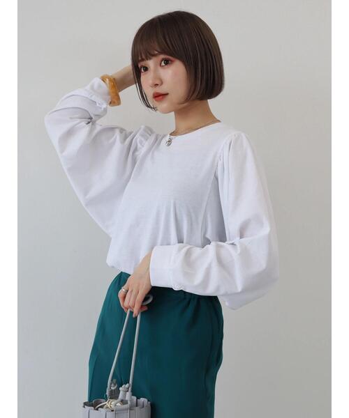 AMERICAN HOLIC(アメリカンホリック)の「袖ギャザーカットプルオーバー(Tシャツ/カットソー・レディース・オフホワイト/サックスブルー/ミント/ダークネイビー・M/L)」の21枚目の写真