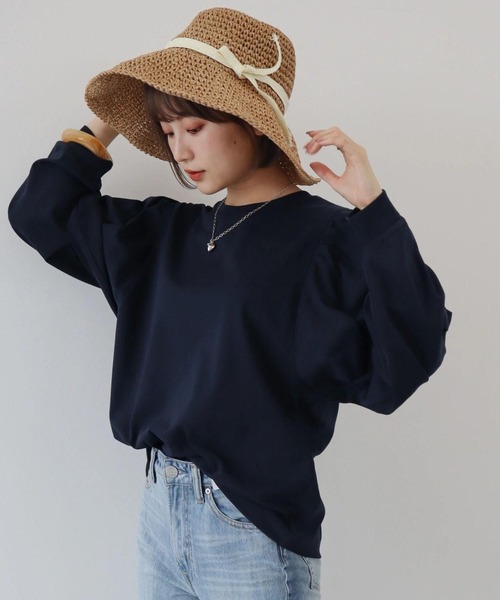 AMERICAN HOLIC(アメリカンホリック)の「袖ギャザーカットプルオーバー(Tシャツ/カットソー・レディース・オフホワイト/サックスブルー/ミント/ダークネイビー・M/L)」の4枚目の写真
