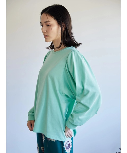 AMERICAN HOLIC(アメリカンホリック)の「袖ギャザーカットプルオーバー(Tシャツ/カットソー・レディース・オフホワイト/サックスブルー/ミント/ダークネイビー・M/L)」の6枚目の写真