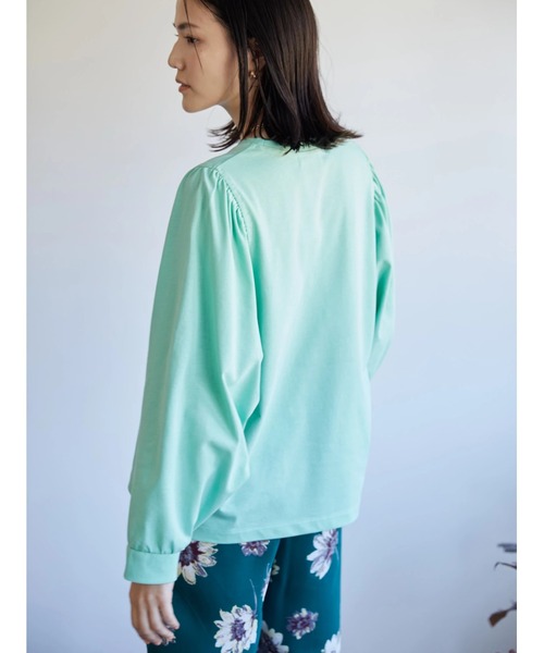 AMERICAN HOLIC(アメリカンホリック)の「袖ギャザーカットプルオーバー(Tシャツ/カットソー・レディース・オフホワイト/サックスブルー/ミント/ダークネイビー・M/L)」の7枚目の写真
