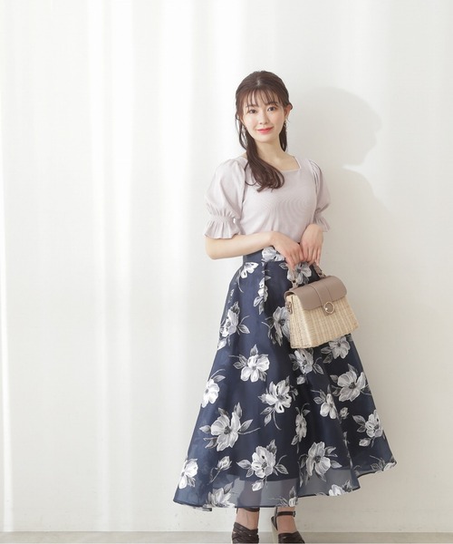 PROPORTION BODY DRESSING（プロポーションボディドレッシング）の「【美人百花6月号タイアップ商品】ラバーフラワーフレアスカート / 1212120501（スカート・レディース・オフホワイト/ネイビー/グリーン・SMALL/MEDIUM）」の4枚目の写真