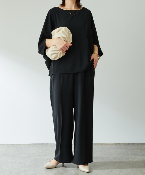 COLLAGE GALLARDAGALANTE（コラージュガリャルダガランテ）の「ジャージワイドパンツ/セットアップ可（スラックス・レディース・ブラック/ピンク/グレイッシュベージュ/ブルー/アイボリー・1/0）」の10枚目の写真