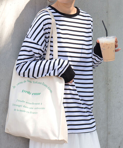 fredy repit(フレディレピ)の「BIGボーダーロンT(Tシャツ/カットソー・レディース・ホワイト×ブラック/グリーン系その他/ブルー系その他/レッド系その他/グリーン系その他3/ブルー系その他3・38)」の2枚目の写真