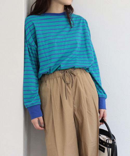 fredy repit(フレディレピ)の「BIGボーダーロンT(Tシャツ/カットソー・レディース・ホワイト×ブラック/グリーン系その他/ブルー系その他/レッド系その他/グリーン系その他3/ブルー系その他3・38)」の3枚目の写真