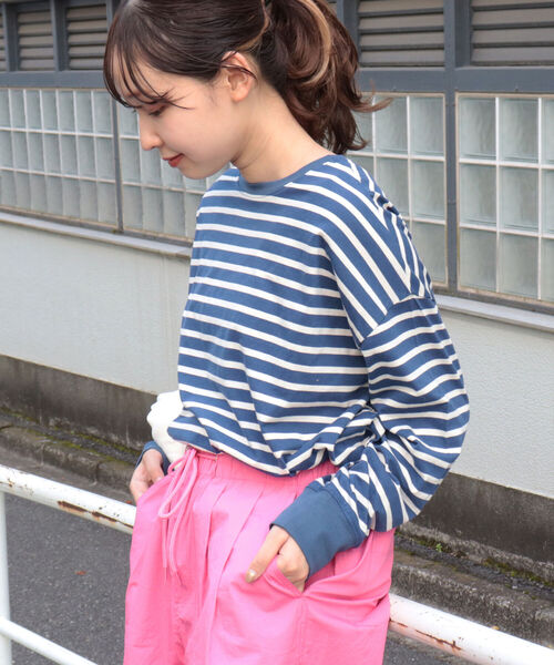 fredy repit(フレディレピ)の「BIGボーダーロンT(Tシャツ/カットソー・レディース・ホワイト×ブラック/グリーン系その他/ブルー系その他/レッド系その他/グリーン系その他3/ブルー系その他3・38)」の20枚目の写真