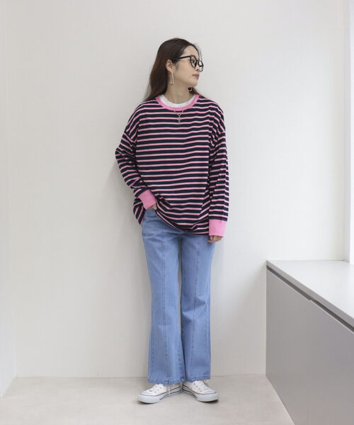 fredy repit(フレディレピ)の「BIGボーダーロンT(Tシャツ/カットソー・レディース・ホワイト×ブラック/グリーン系その他/ブルー系その他/レッド系その他/グリーン系その他3/ブルー系その他3・38)」の21枚目の写真